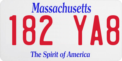 MA license plate 182YA8