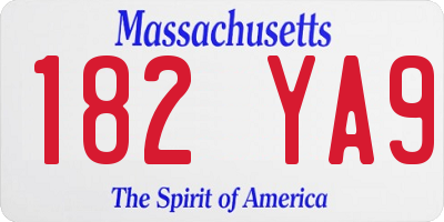 MA license plate 182YA9
