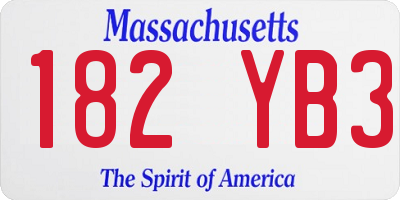 MA license plate 182YB3