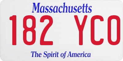 MA license plate 182YC0