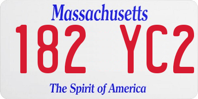 MA license plate 182YC2