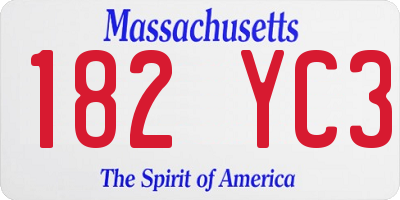 MA license plate 182YC3