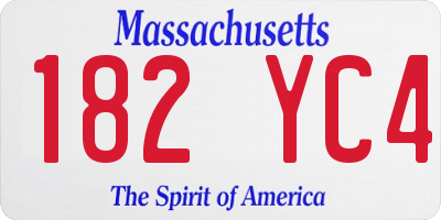 MA license plate 182YC4