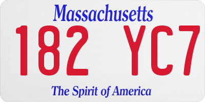 MA license plate 182YC7