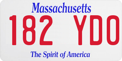 MA license plate 182YD0