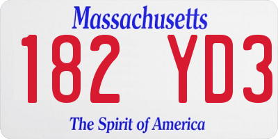 MA license plate 182YD3