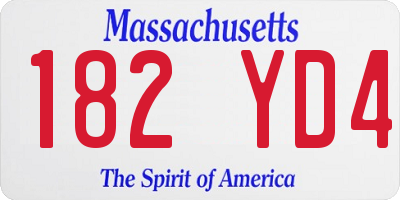 MA license plate 182YD4