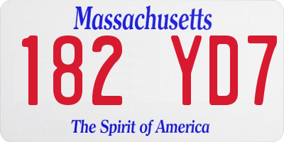 MA license plate 182YD7