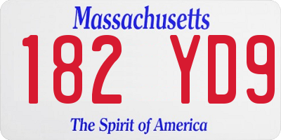 MA license plate 182YD9