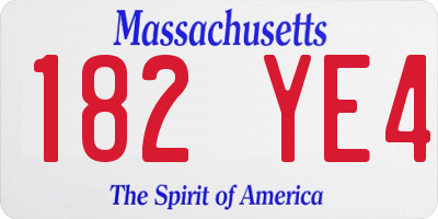 MA license plate 182YE4