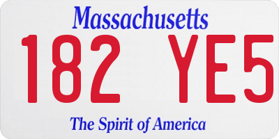 MA license plate 182YE5