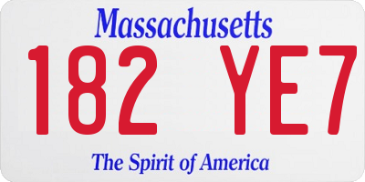 MA license plate 182YE7