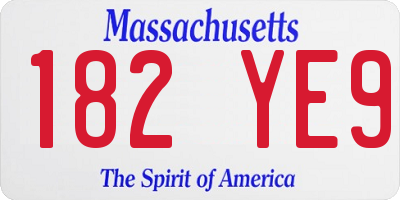 MA license plate 182YE9