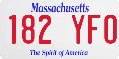 MA license plate 182YF0