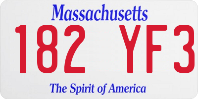MA license plate 182YF3