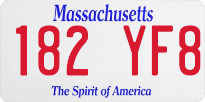 MA license plate 182YF8
