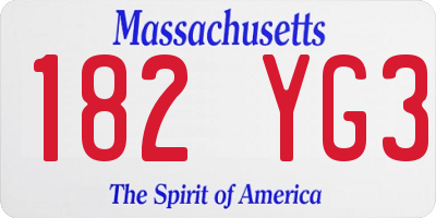 MA license plate 182YG3