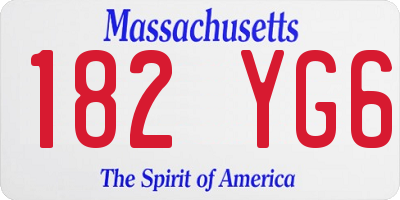 MA license plate 182YG6