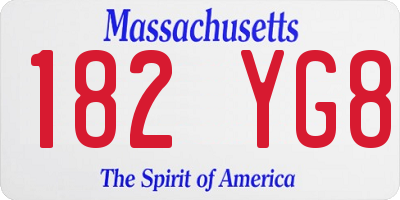 MA license plate 182YG8