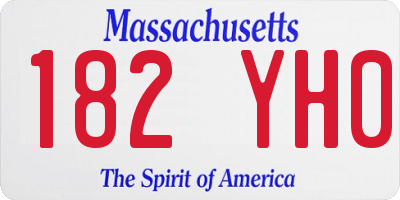 MA license plate 182YH0