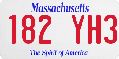 MA license plate 182YH3