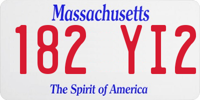 MA license plate 182YI2