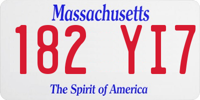 MA license plate 182YI7