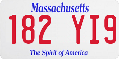 MA license plate 182YI9