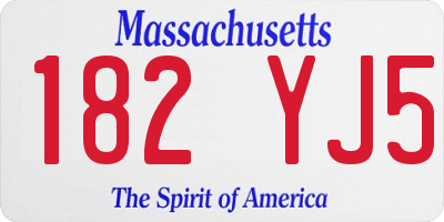 MA license plate 182YJ5