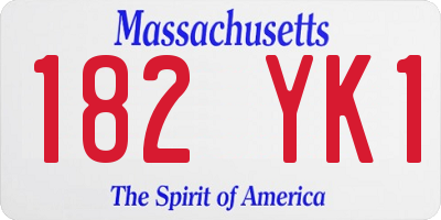 MA license plate 182YK1
