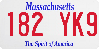 MA license plate 182YK9