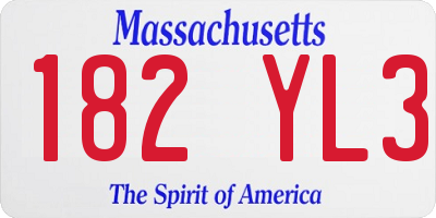 MA license plate 182YL3