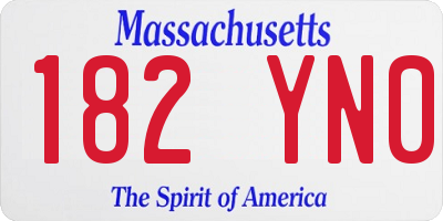 MA license plate 182YN0