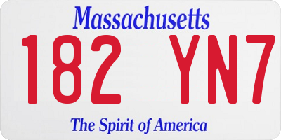 MA license plate 182YN7