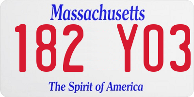 MA license plate 182YO3