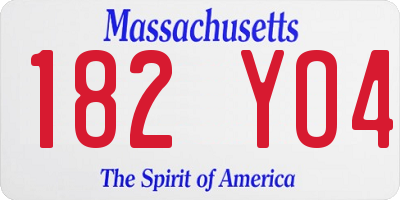 MA license plate 182YO4