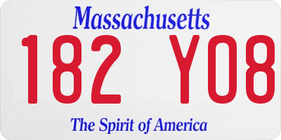 MA license plate 182YO8