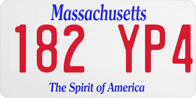 MA license plate 182YP4