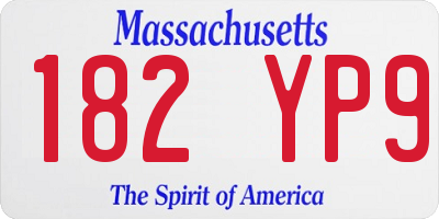 MA license plate 182YP9