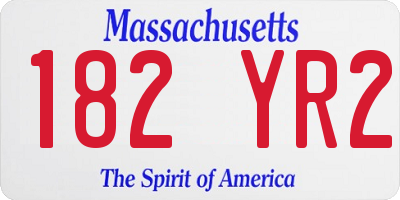 MA license plate 182YR2