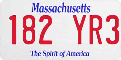 MA license plate 182YR3