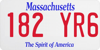 MA license plate 182YR6