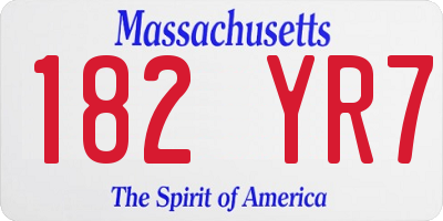 MA license plate 182YR7