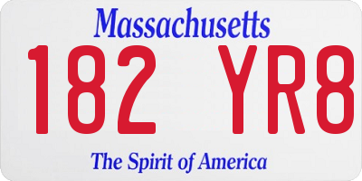 MA license plate 182YR8