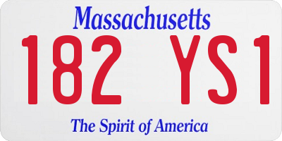 MA license plate 182YS1