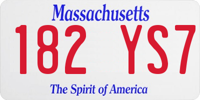 MA license plate 182YS7