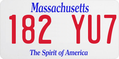MA license plate 182YU7