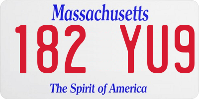 MA license plate 182YU9