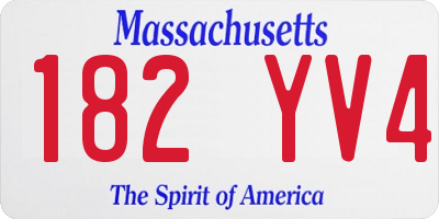 MA license plate 182YV4