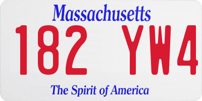 MA license plate 182YW4